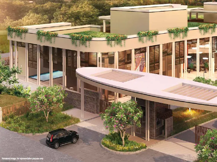 Tata Avenida clubhouse entrance with landscaped greenery New Town Kolkata